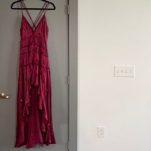 Rococo sand size medium high low dress in burgundy